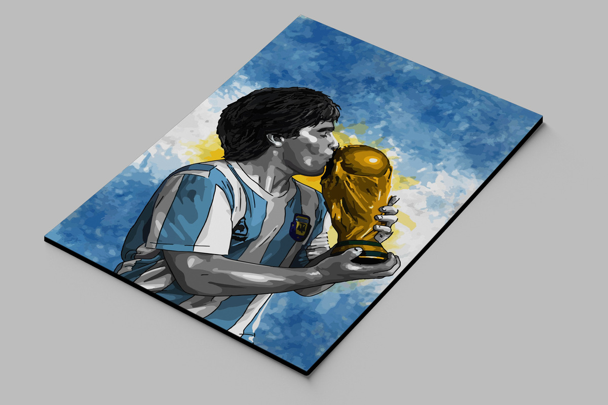 Cuadro Diego Maradona 450 40x53 Mdf Memoestampados - Imagen 2