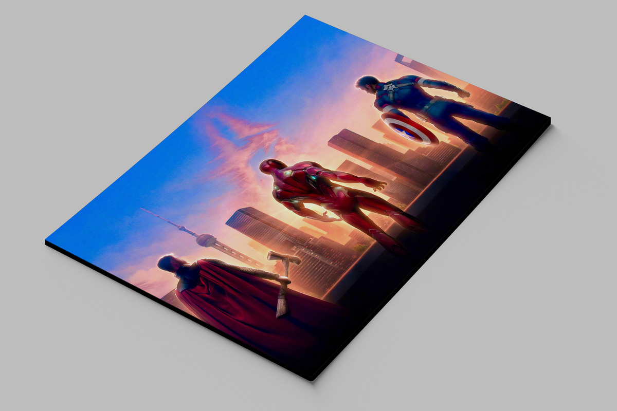 Cuadro 334 Cap America, Iron Man 70x100 Mdf Memoestampados - Imagen 2