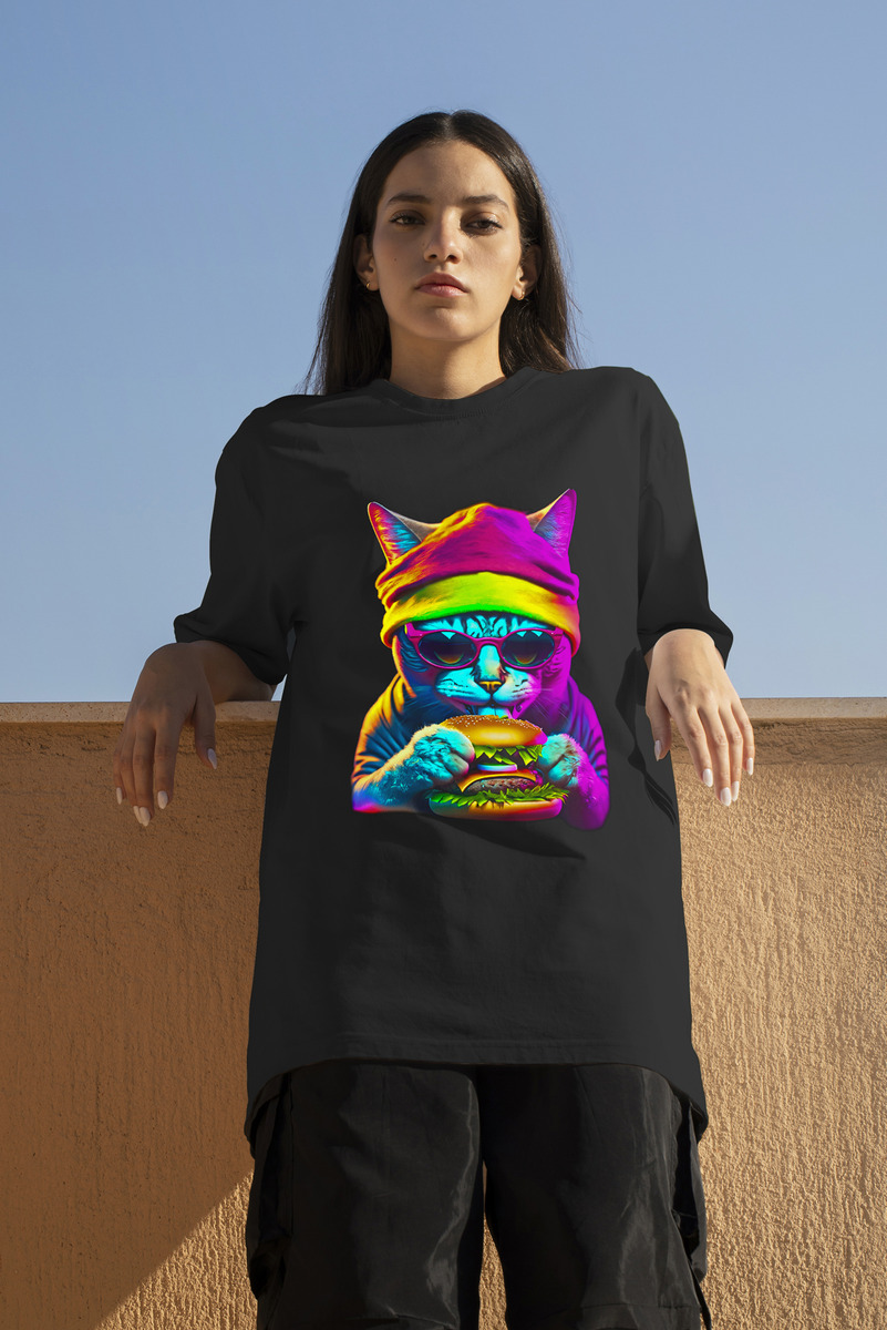 Remera: Gato Hamburguesa Memoestampados - Imagen 2