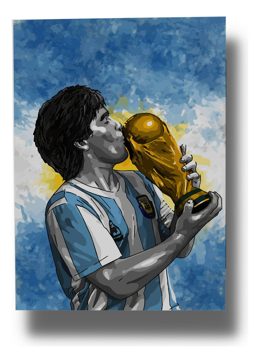 Cuadro Diego Maradona 450 40x53 Mdf Memoestampados