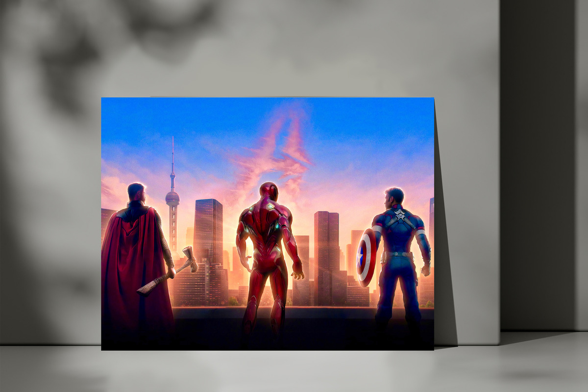Cuadro 334 Cap America, Iron Man 70x100 Mdf Memoestampados - Imagen 3