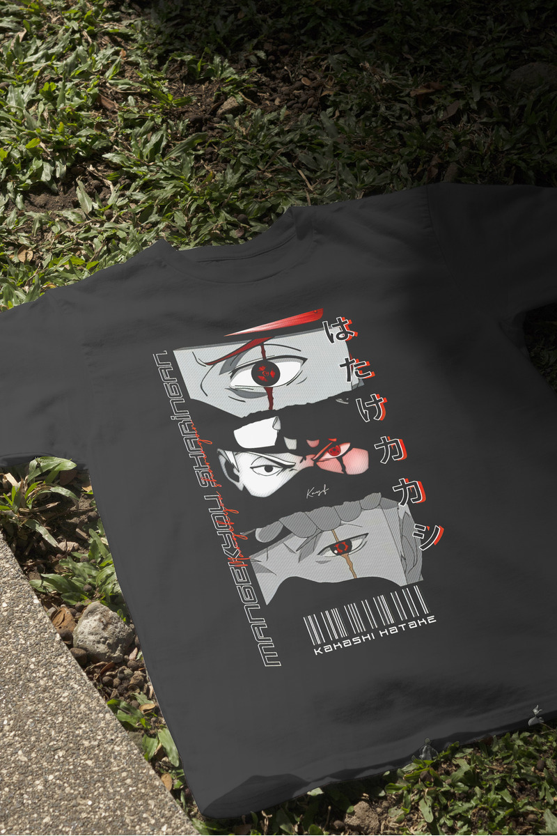 Remera: Kakashi Mansekyou Sharinsan Memoestampados - Imagen 3