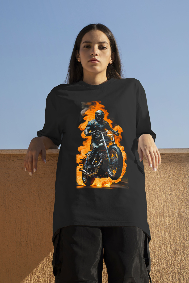 Remera: Moto En Llamas Memoestampados - Imagen 2