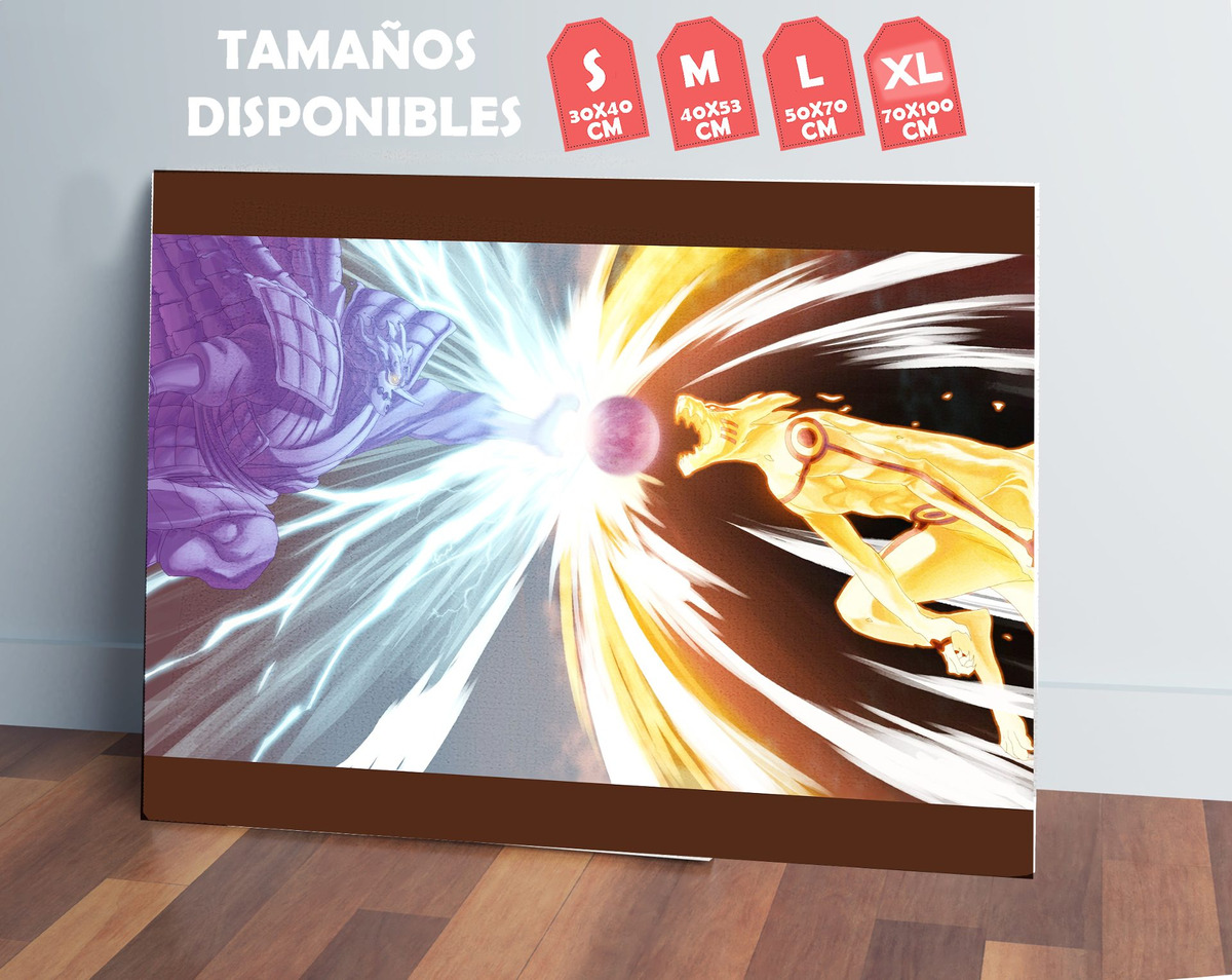 Cuadro Sasuke Y Naruto Kurama 51 70x100 Mdf Memoestampados - Imagen 2
