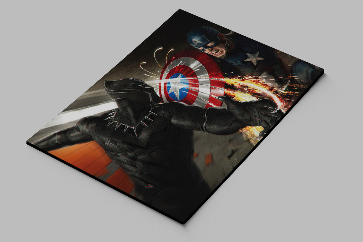 Cuadro Black Panther Capitan Am 98 40x53 Mdf Memoestampados - Imagen 2