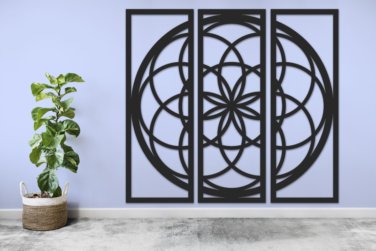 Cuadro Madera Calada 3mm Triptico Circular 2 57x63cm - Imagen 2