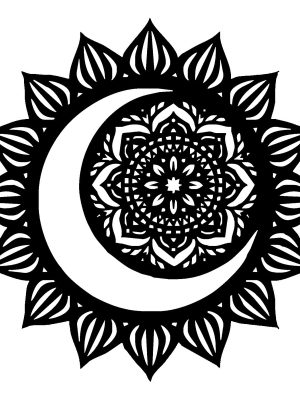 Cuadro Madera Calada 3mm Mandala Sol Y Luna 2 40x40cm