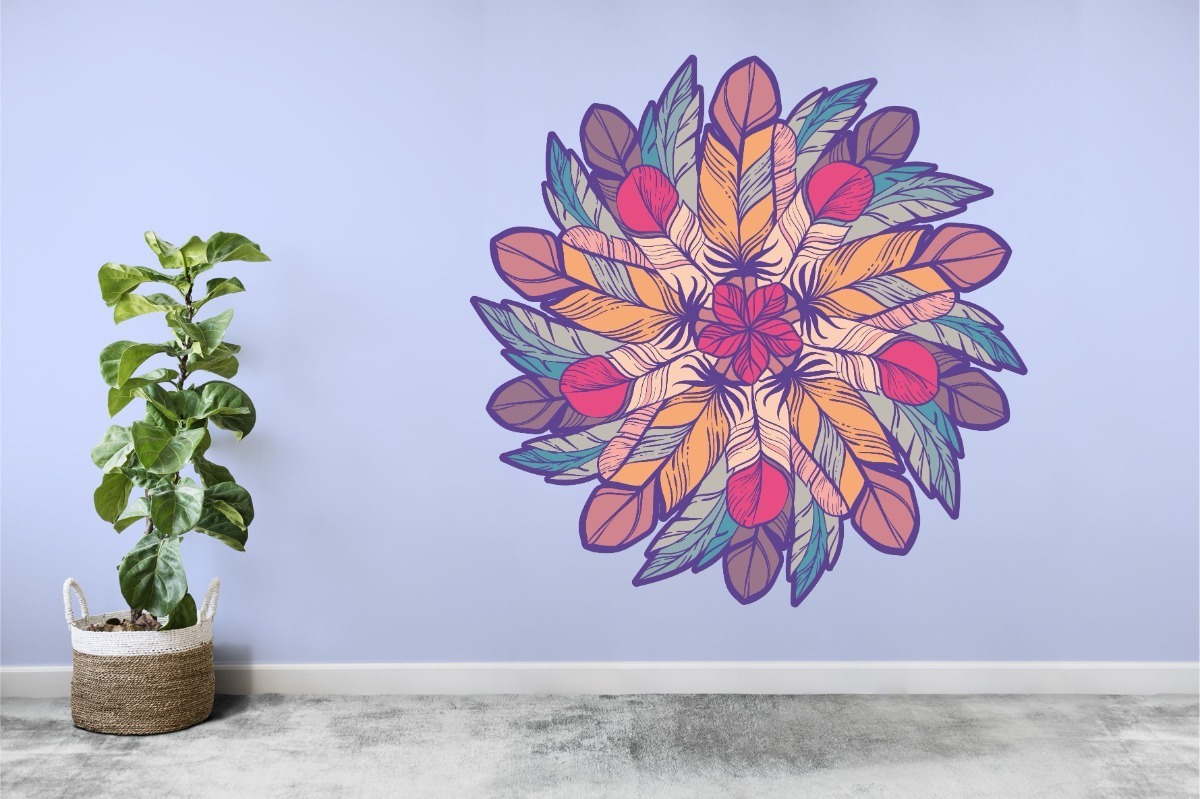 Vinilo Impreso Y Troquelado. Diseño Mandala 9 Tamaño 90 Cm,