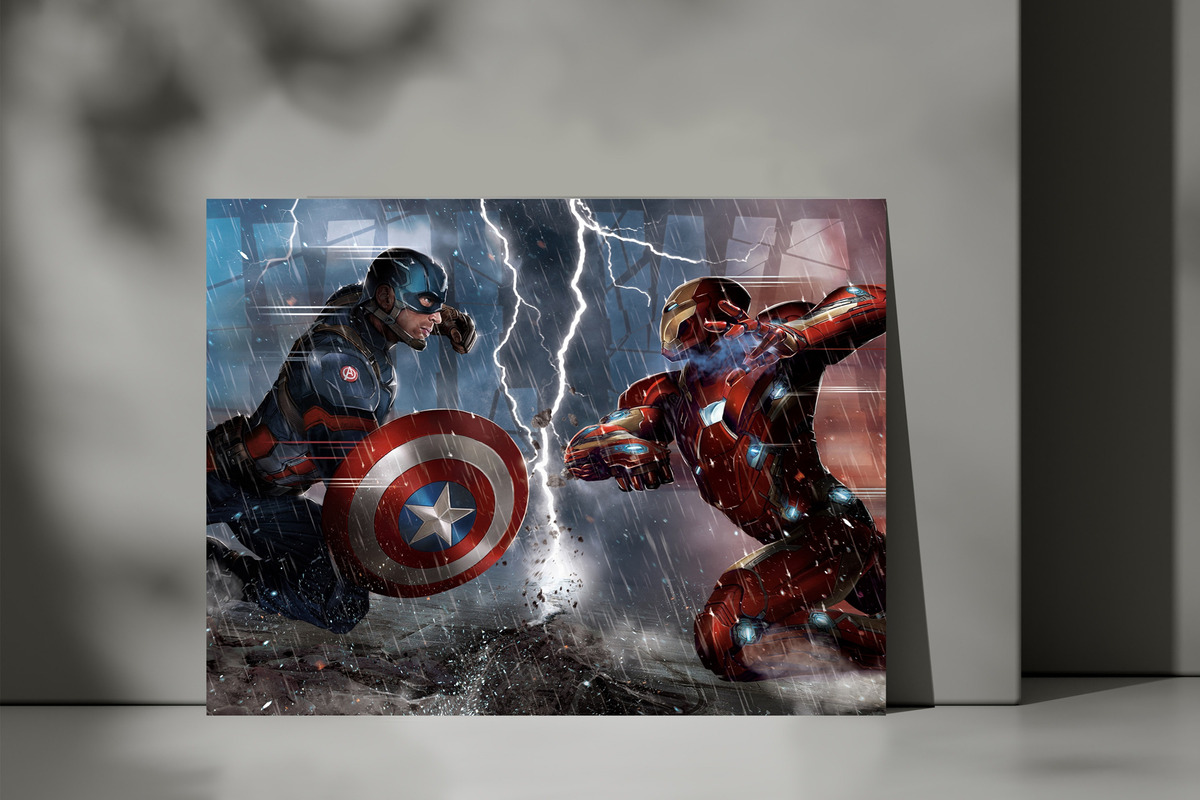 Cuadro Capitan America Ironman 104 40x53 Mdf Memoestampados - Imagen 3