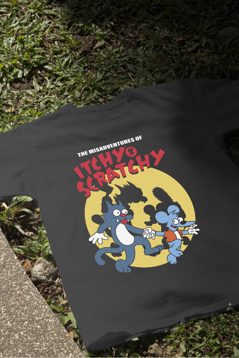 Remera: The Misadventures Of Itchy _ Scratchy Memoestampados - Imagen 3