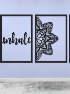 Cuadro Madera Calada 3mm Triptico Inhale Exhale 41x87cm