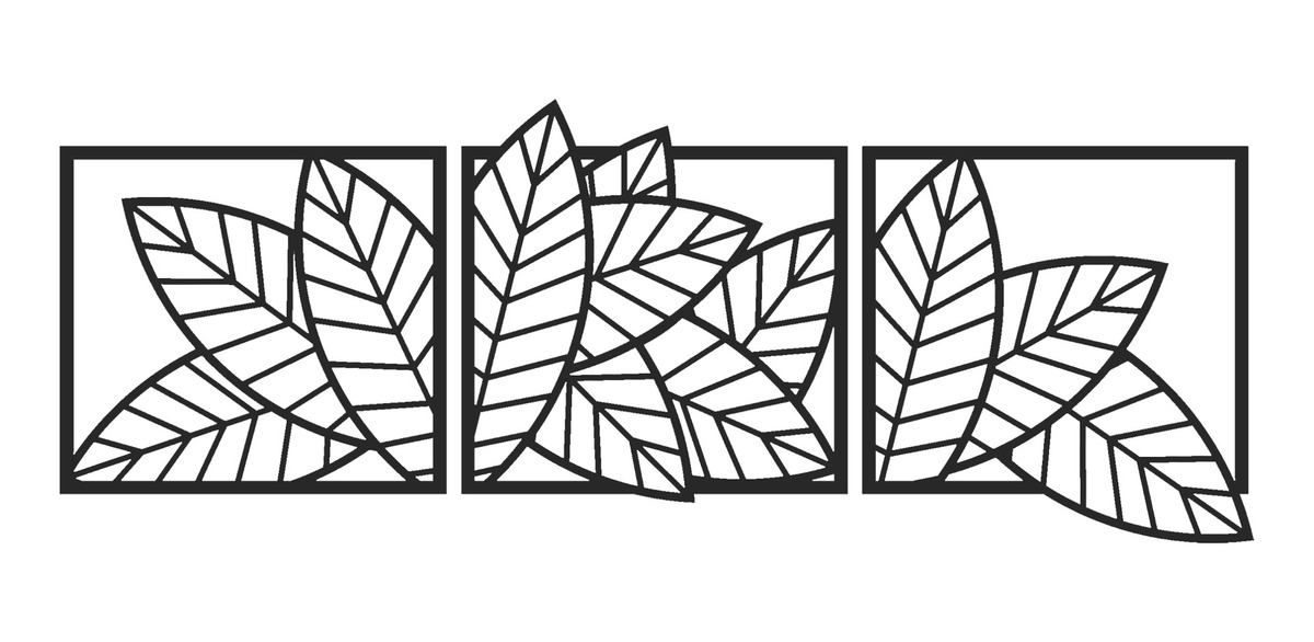 Cuadro Madera Calada 3mm Flores Triptico 36x99cm