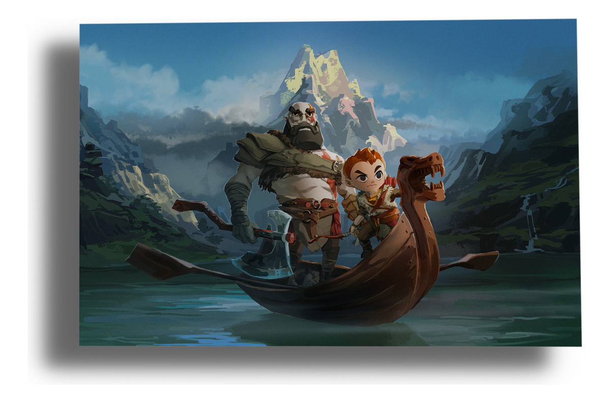 Cuadro God Of War Dibujo 66 50x70 Mdf Memoestampados