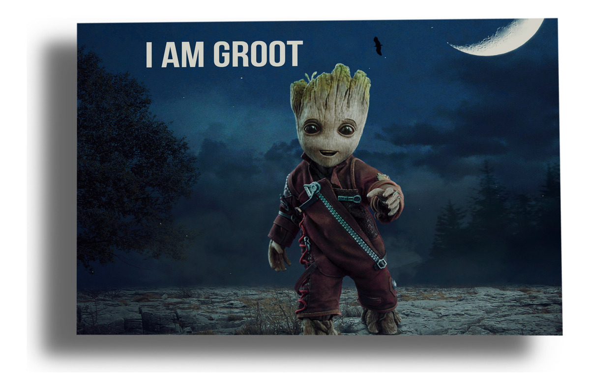 Cuadro Baby Groot Halloween 74 40x53 Mdf Memoestampados