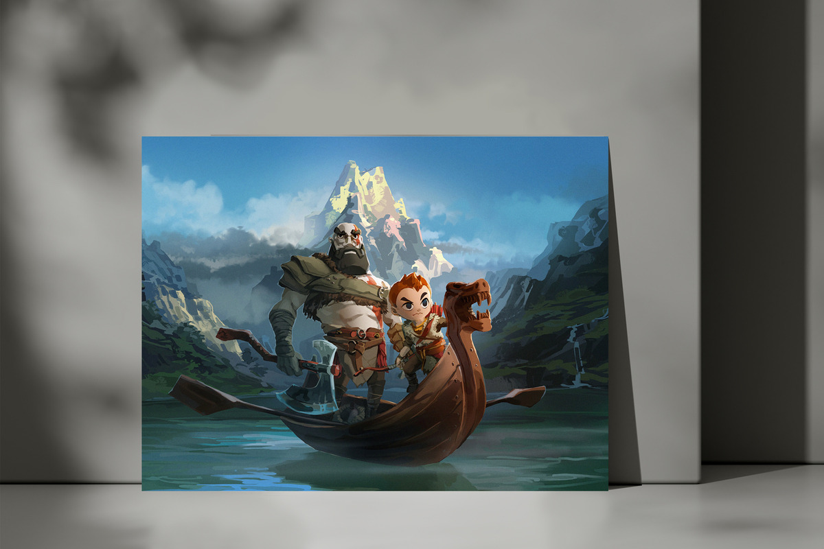 Cuadro God Of War Dibujo 66 50x70 Mdf Memoestampados - Imagen 3