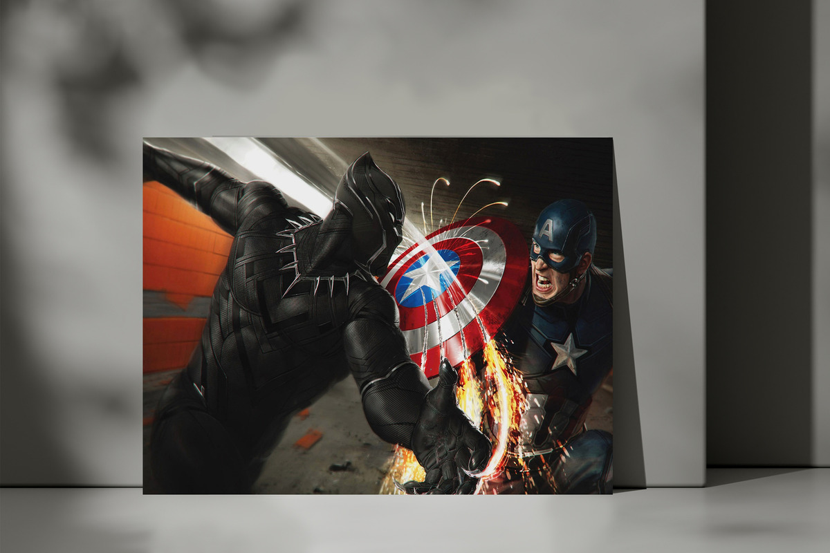 Cuadro Black Panther Capitan Am 98 40x53 Mdf Memoestampados - Imagen 3