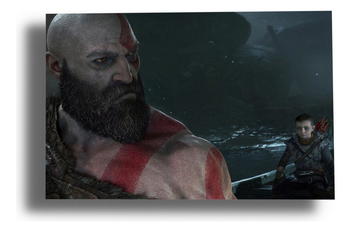 Cuadro God Of War Kratos 188 50x70 Mdf Memoestampados