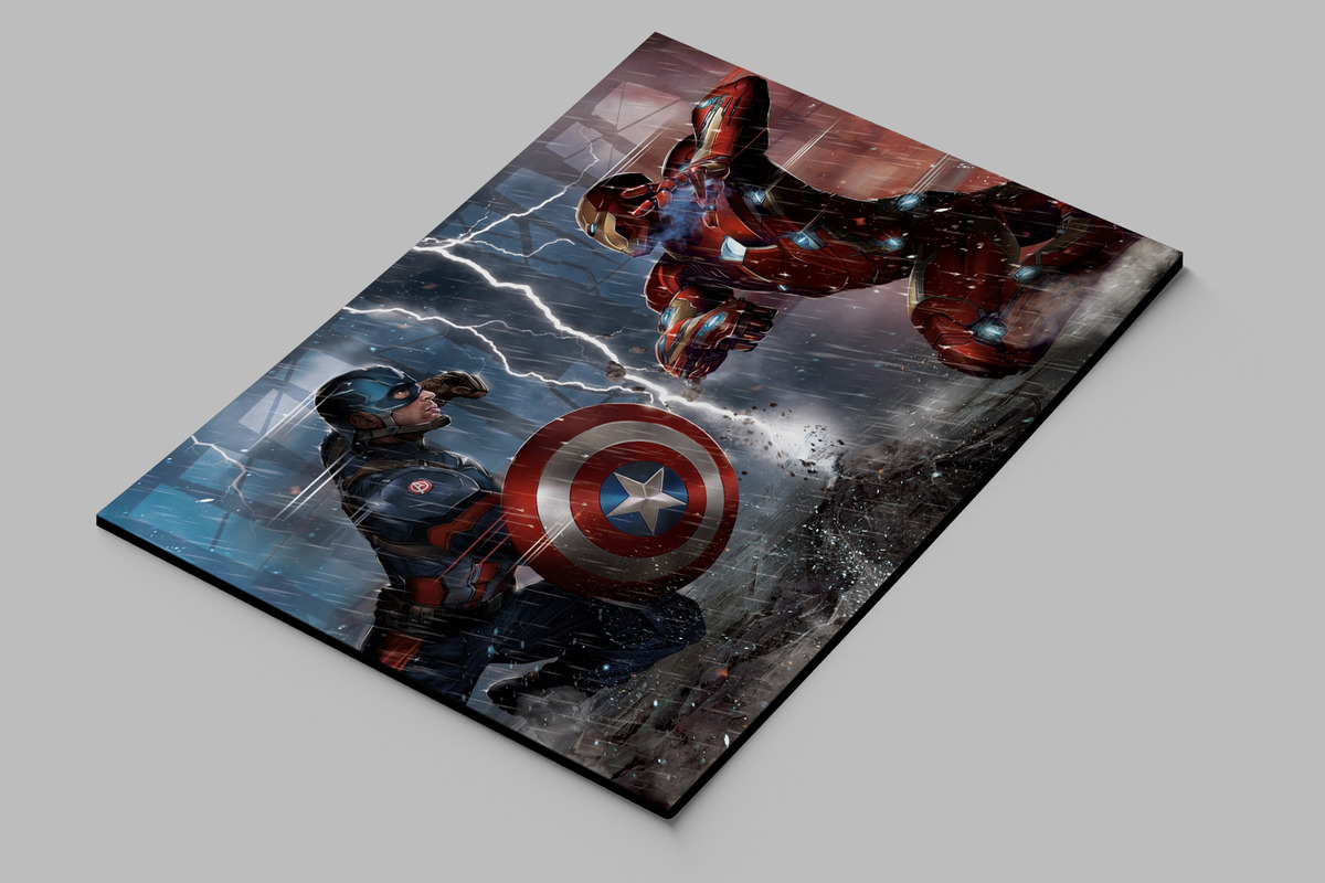 Cuadro Capitan America Ironman 104 70x100 Mdf Memoestampados - Imagen 2