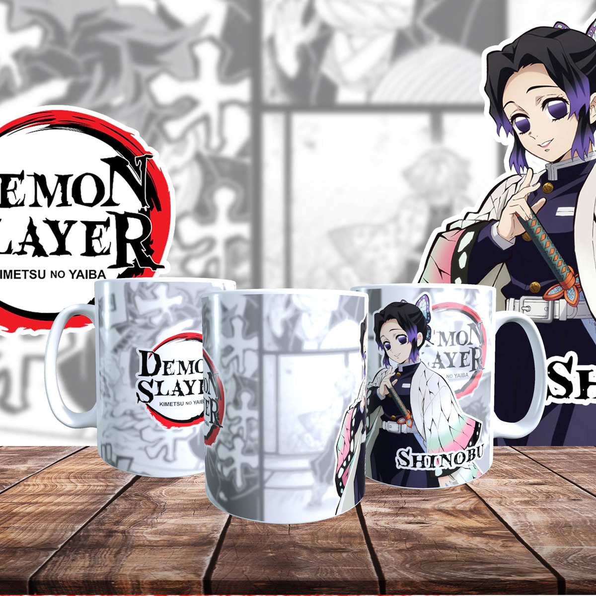 Taza Personalizada Diseño Demon Slayer Shinobu T403 - Imagen 5