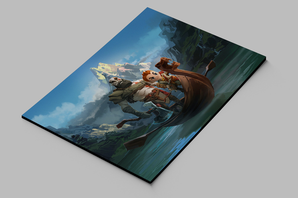 Cuadro God Of War Dibujo 66 50x70 Mdf Memoestampados - Imagen 2