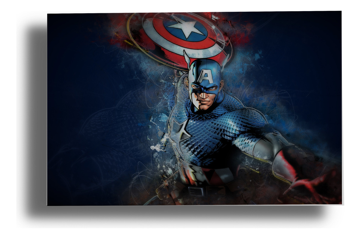 Cuadro Capitan America Marvel 105 30x40 Mdf Memoestampados