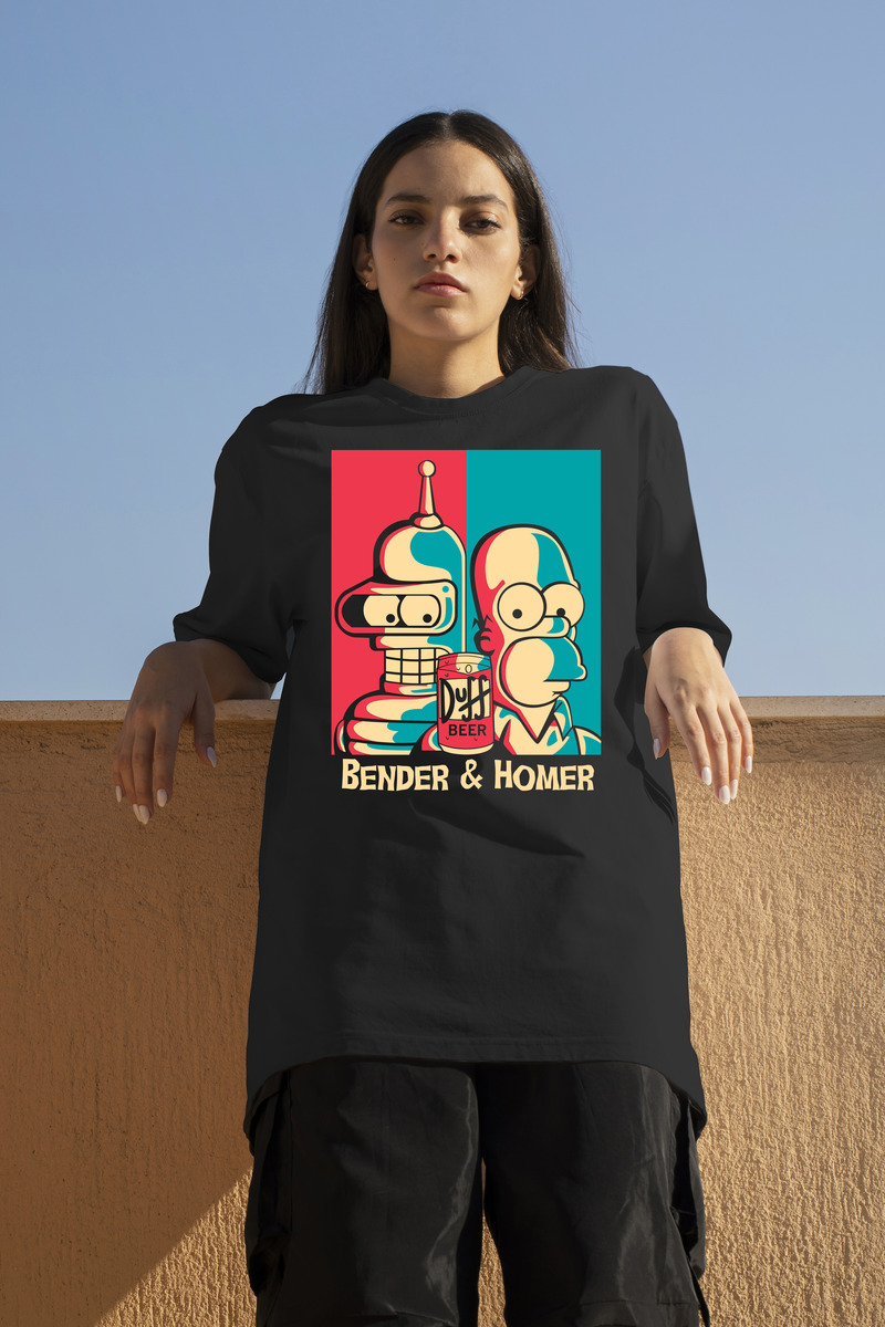 Remera: Bender _ Homer Memoestampados - Imagen 2