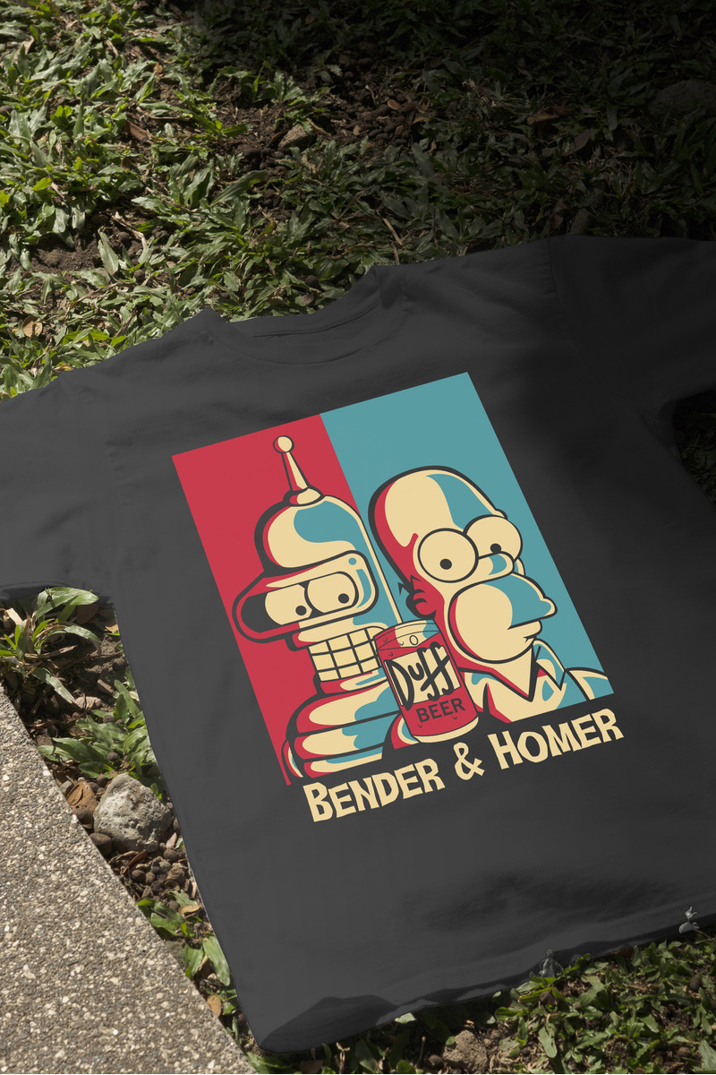 Remera: Bender _ Homer Memoestampados - Imagen 3