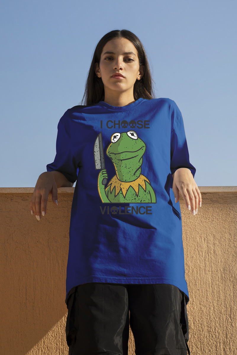 Remera: I Choose Violence Kermit Memoestampados - Imagen 8