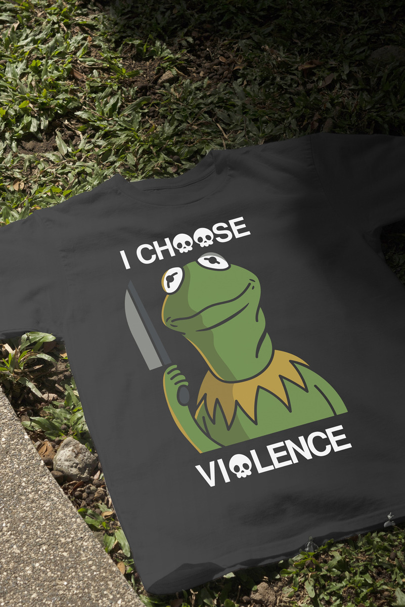 Remera: I Choose Violence Kermit Memoestampados - Imagen 3