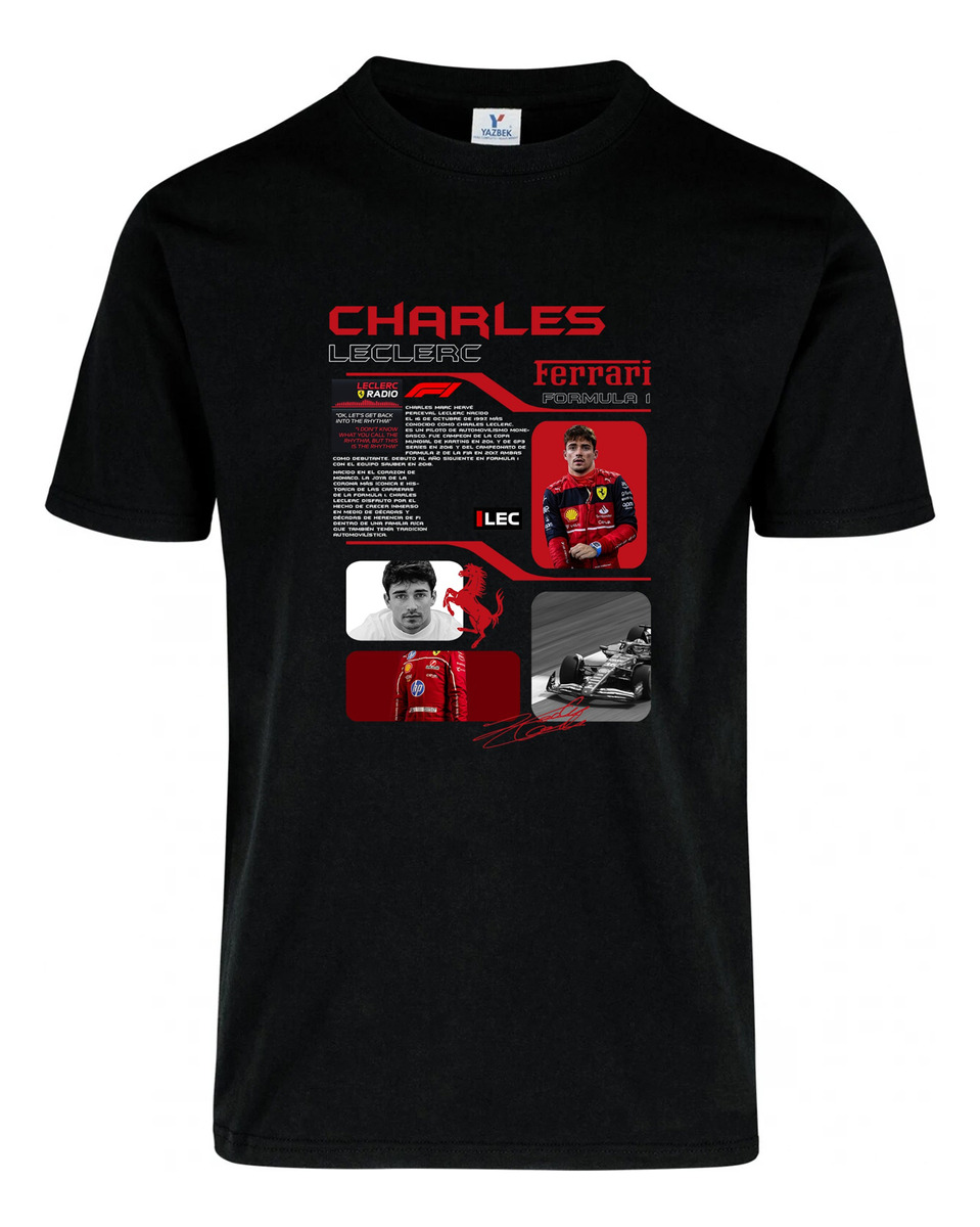 Remera: F1 Charles Leclerc Ferrari Memoestampados - Imagen 2