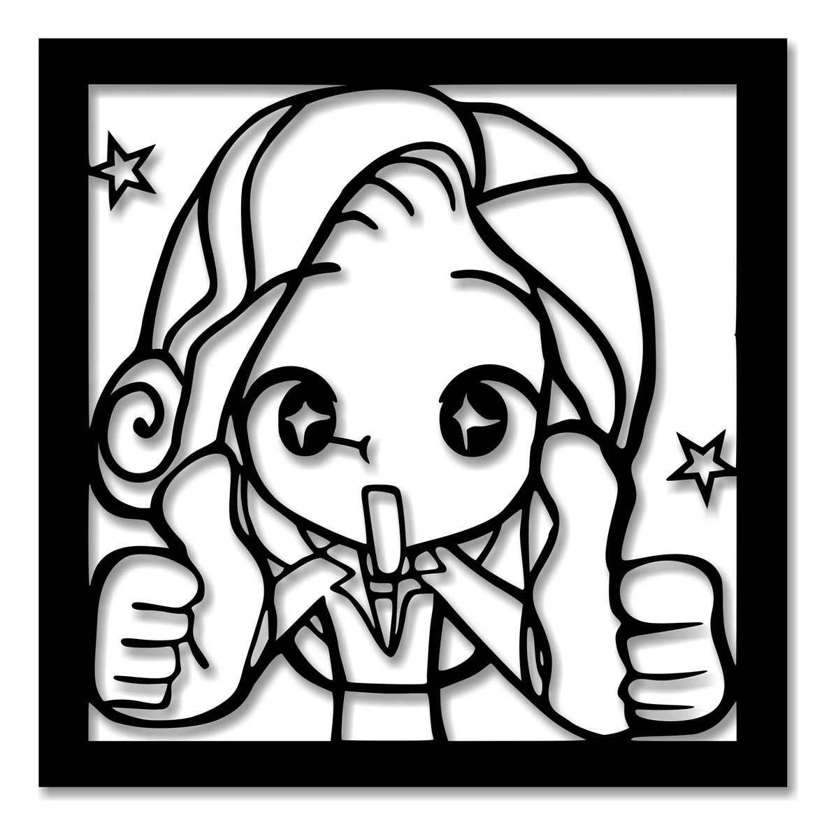Cuadro Anime Girl 2 Calado 40x40 Memo Estampados