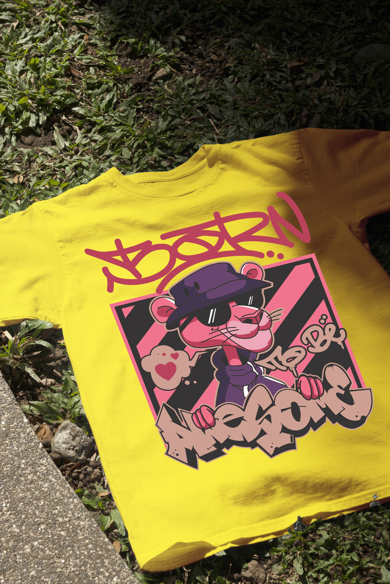 Remera: Born To Be Awesome Pink Panther Memoestampados - Imagen 6