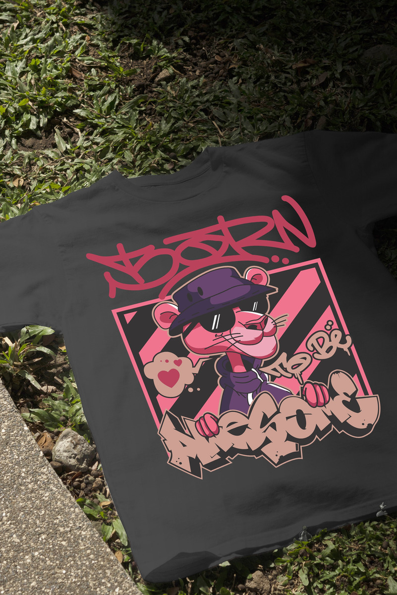 Remera: Born To Be Awesome Pink Panther Memoestampados - Imagen 3