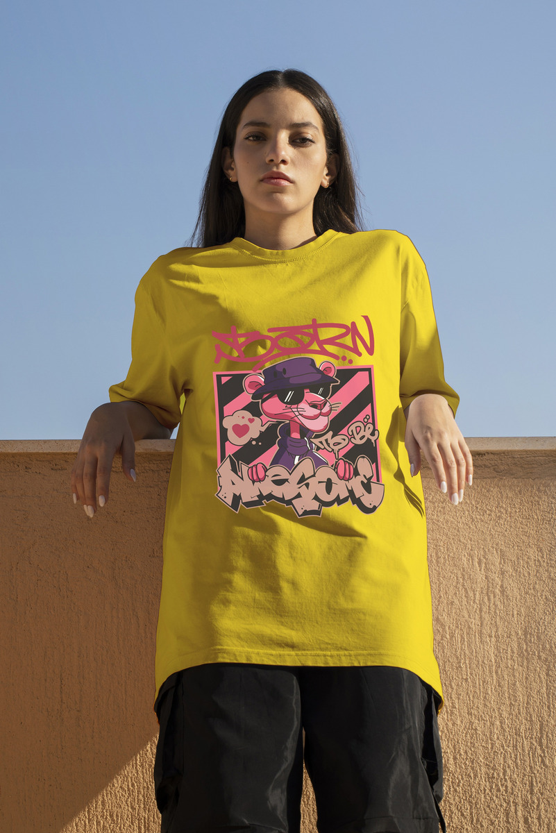 Remera: Born To Be Awesome Pink Panther Memoestampados - Imagen 4
