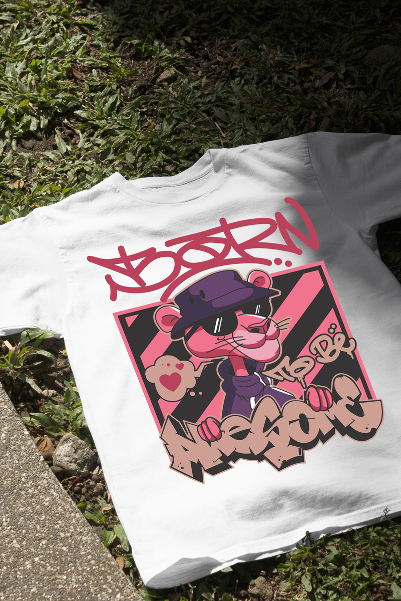 Remera: Born To Be Awesome Pink Panther Memoestampados - Imagen 12