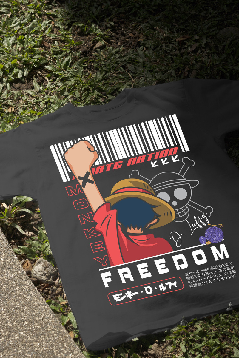 Remera: Luffy Pirate Nation Freedom Memoestampados - Imagen 3