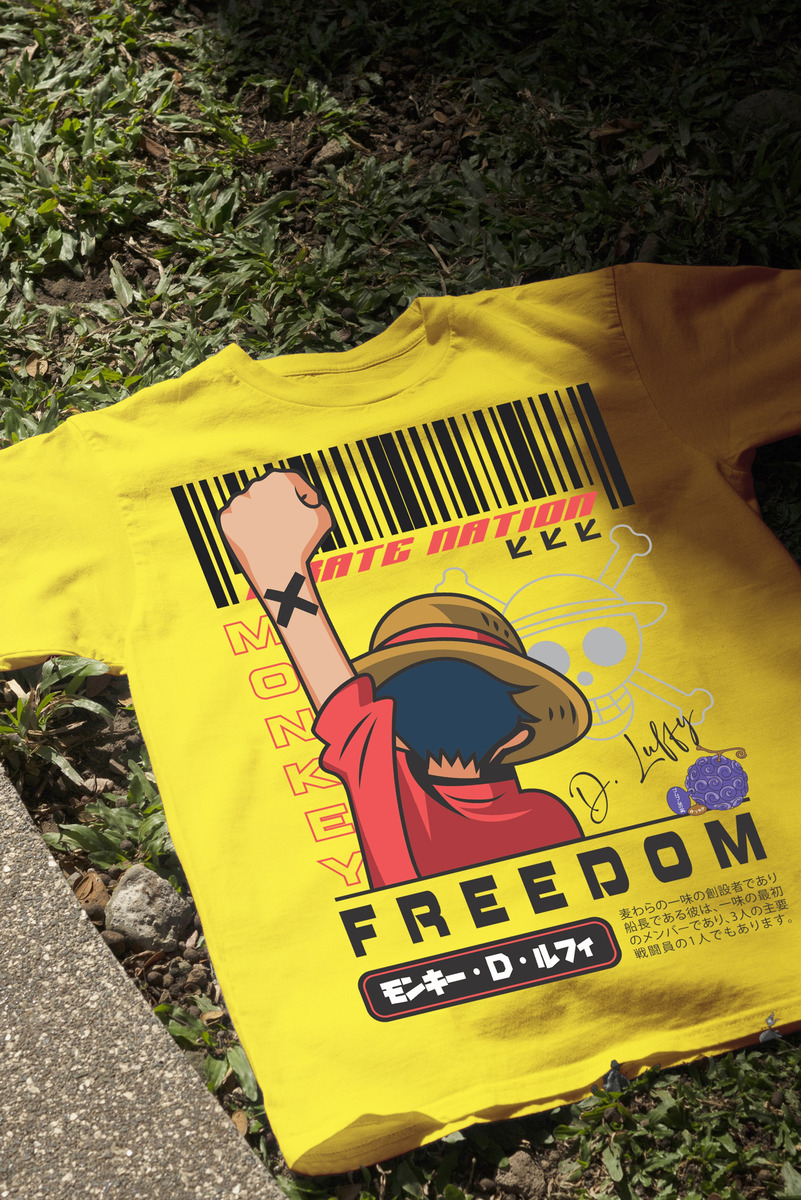 Remera: Luffy Pirate Nation Freedom Memoestampados - Imagen 7