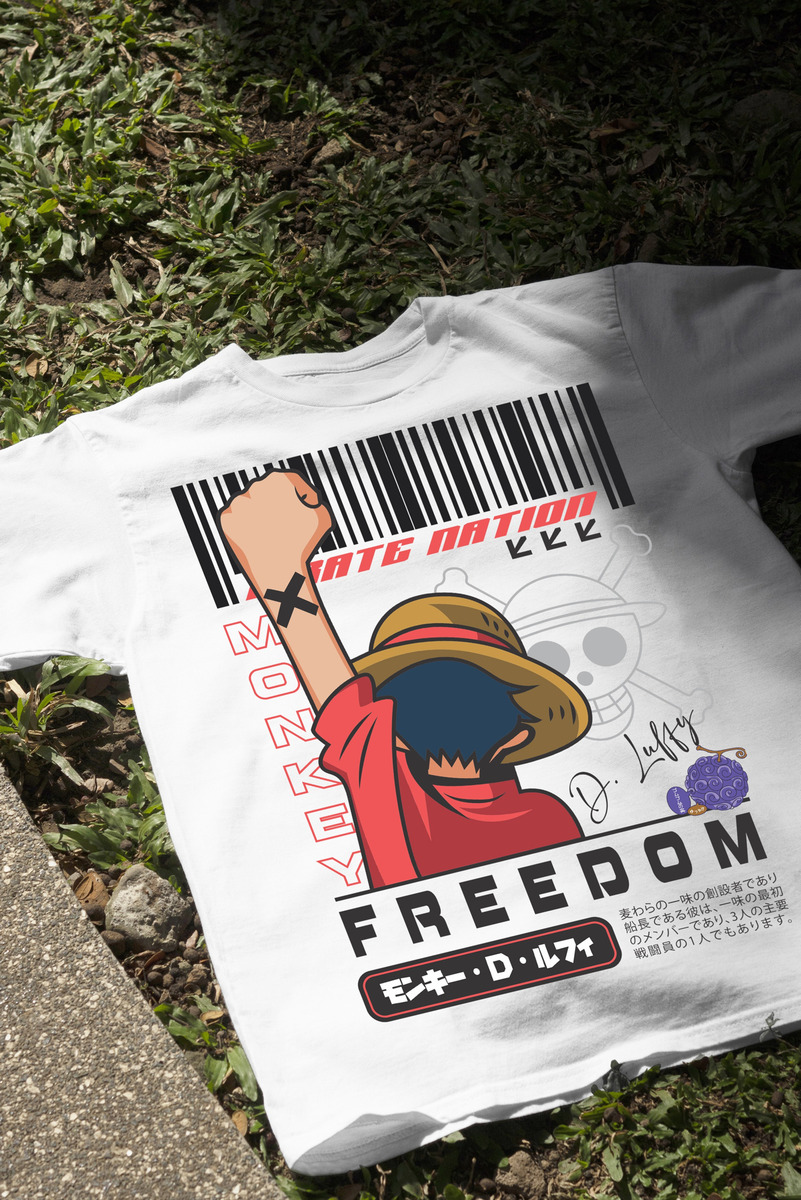 Remera: Luffy Pirate Nation Freedom Memoestampados - Imagen 15