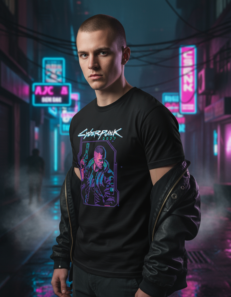 Remera: Cyberpunk 2077 Pixel Art Memoestampados - Imagen 3
