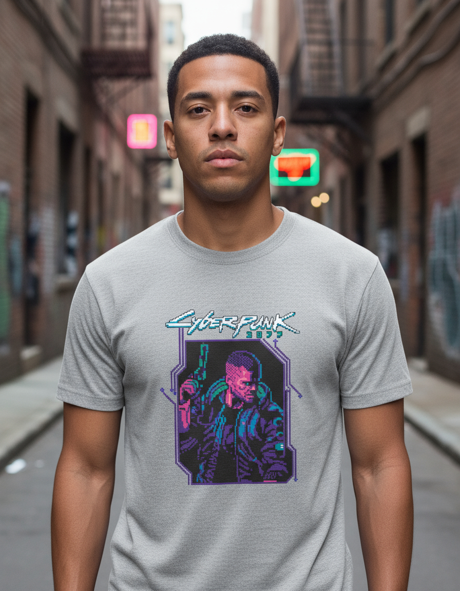 Remera: Cyberpunk 2077 Pixel Art Memoestampados - Imagen 26