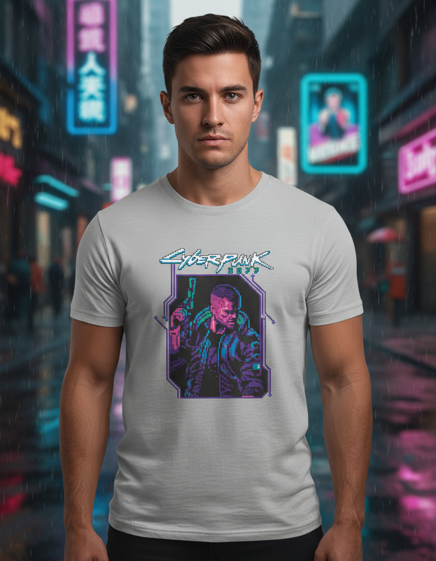 Remera: Cyberpunk 2077 Pixel Art Memoestampados - Imagen 33
