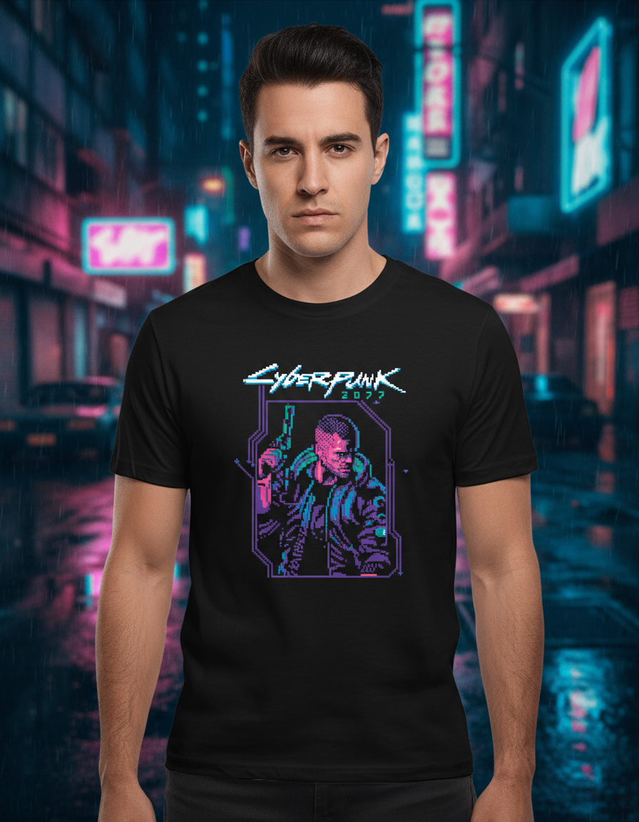 Remera: Cyberpunk 2077 Pixel Art Memoestampados