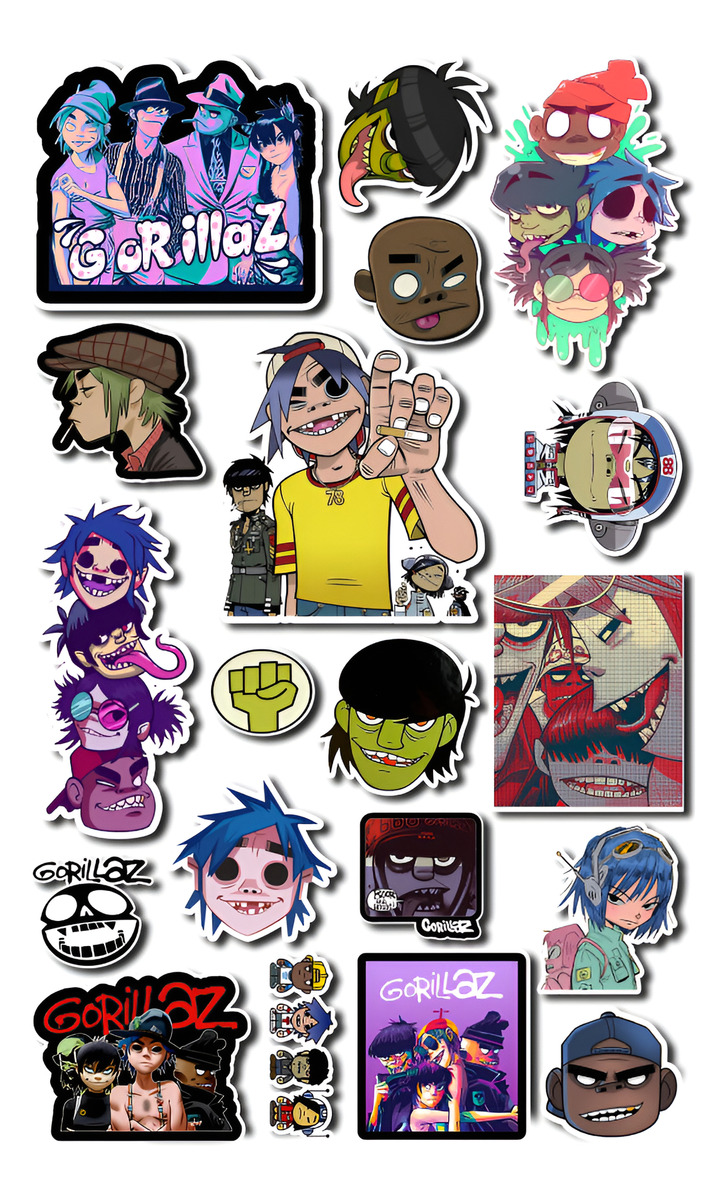 Pack Pegotines Stickers Gorillaz Memoestampados - Imagen 2