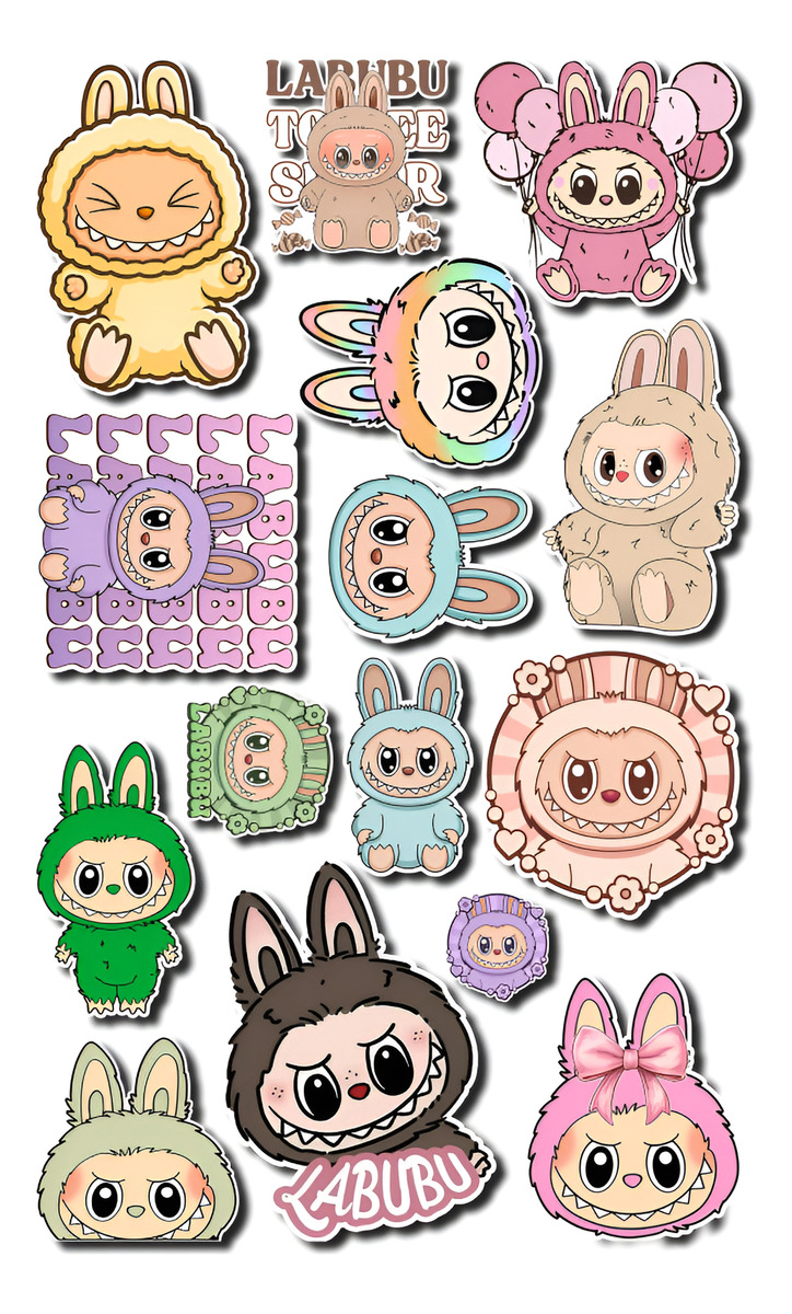 Pack Pegotines Stickers Labubu Memoestampados - Imagen 2