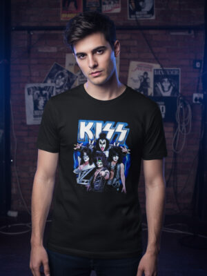 Remera: Kiss Musica Rock Azul Memoestampados