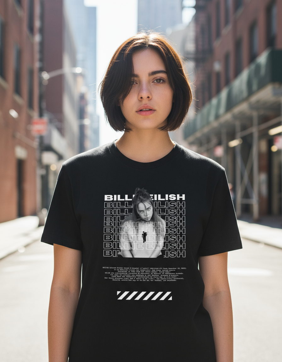 Remera: Billie Eilish Blanco Memoestampados - Imagen 3