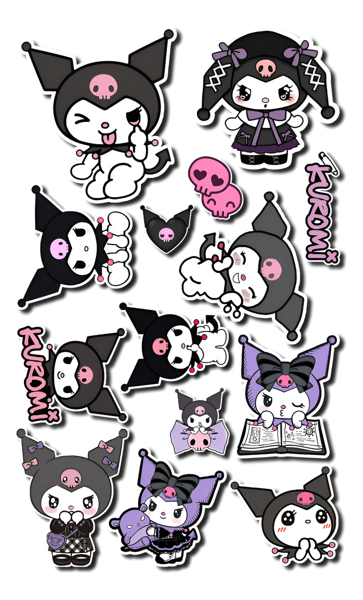 Pack Pegotines Stickers Kuromi Memoestampados - Imagen 2