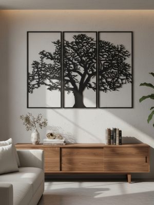Triptico Arbol Mdf 3mm Pintado Tamaño 66 X 49 Cm Decorativo