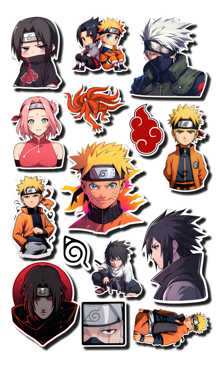 Pack Pegotines Stickers Naruto Memoestampados - Imagen 2