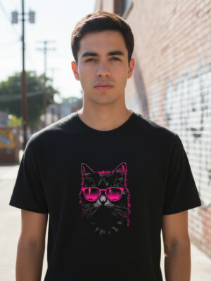 Remera: Gato Con Lentes Memoestampados